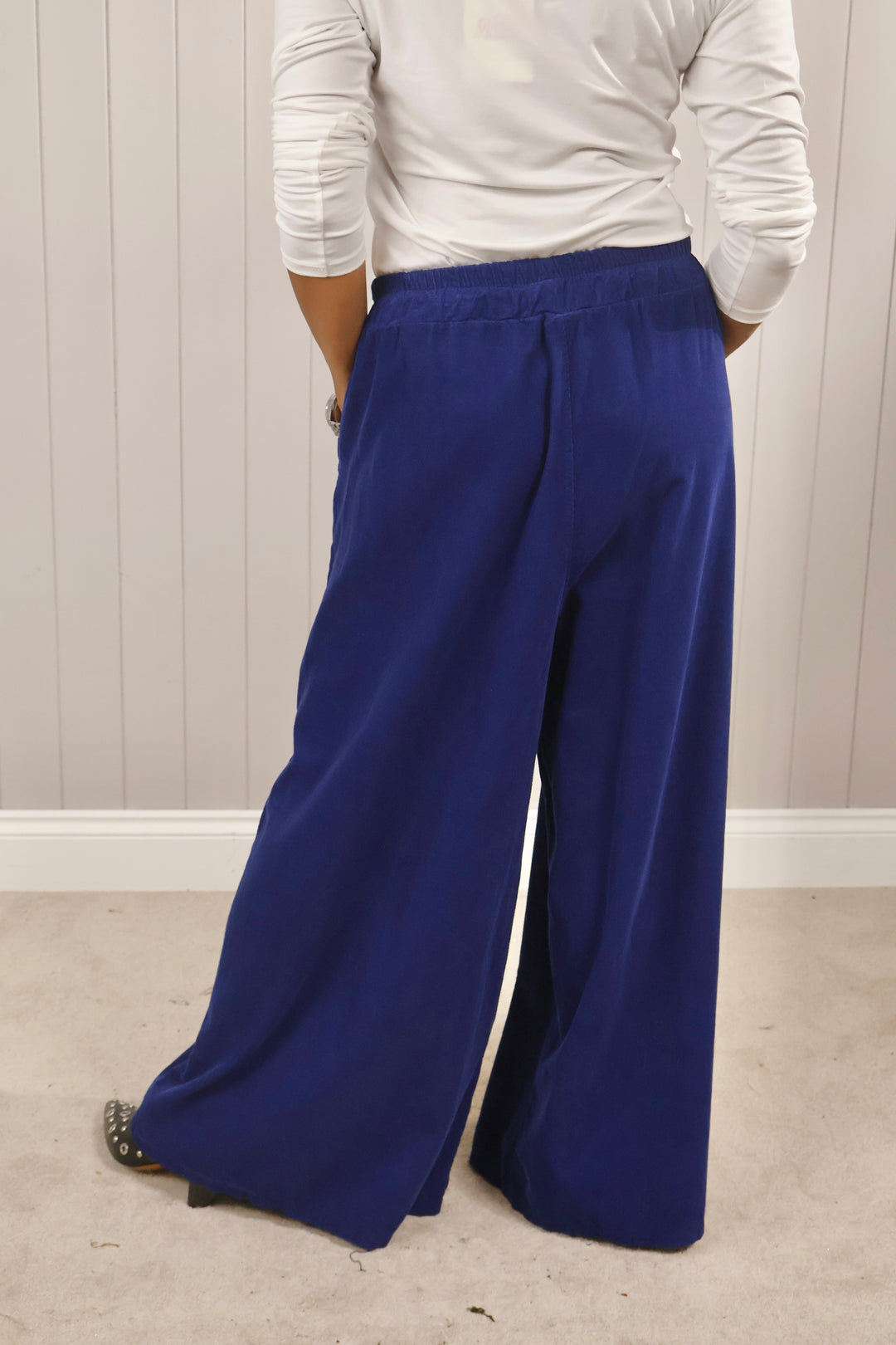 Cord Wide Leg Trousers Royal Blue