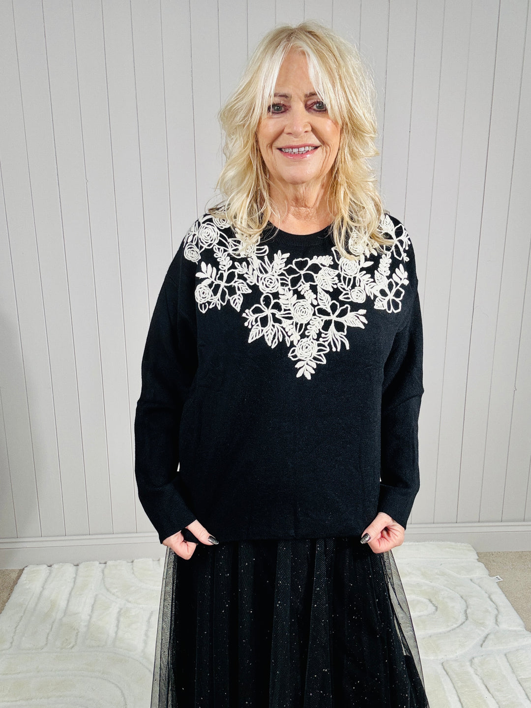 Fioretta Embroidered Jumper Black