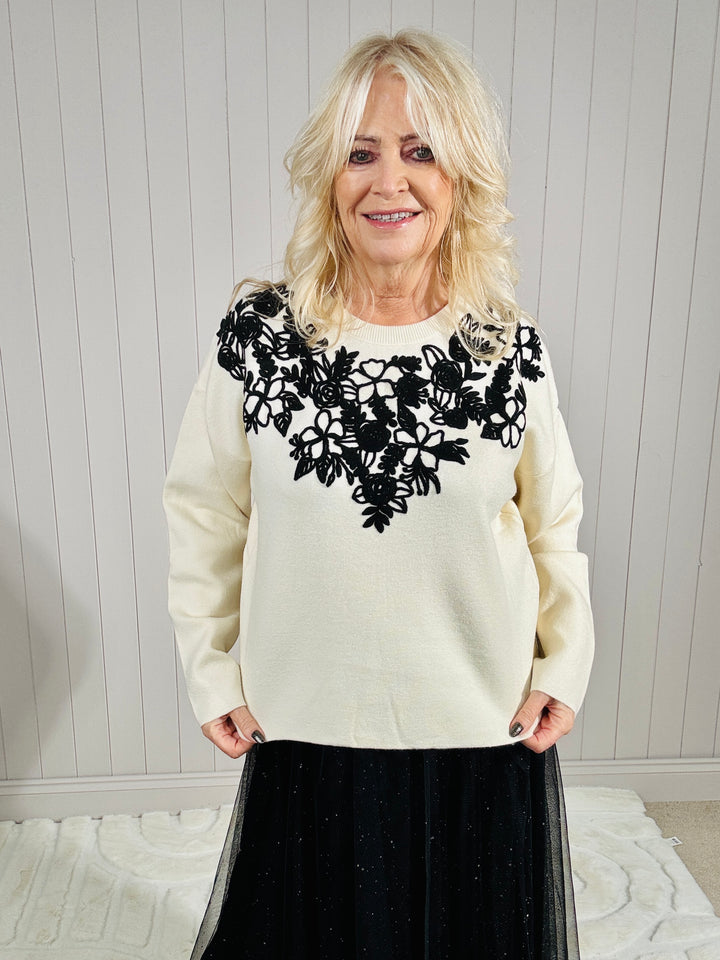 Fioretta Embroidered Jumper Cream