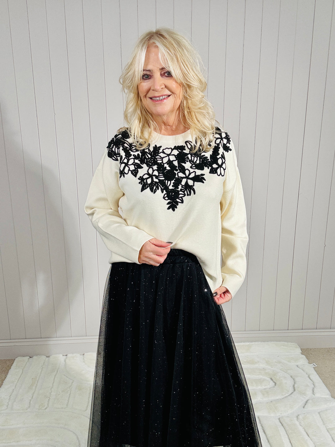 Fioretta Embroidered Jumper Cream