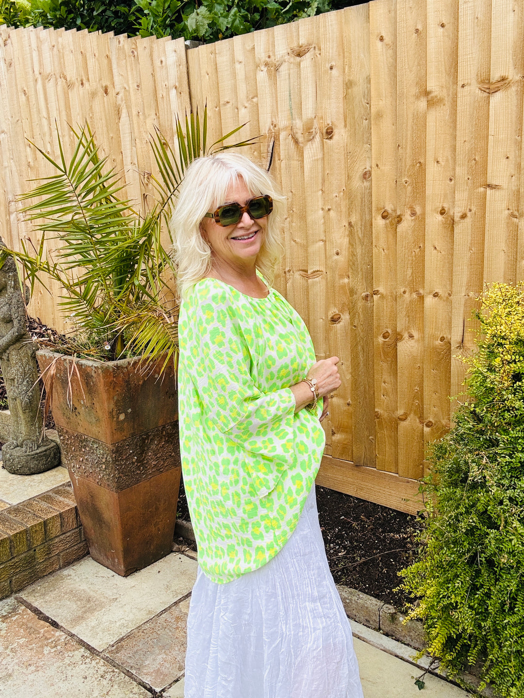 Lucy Leopard Top Lime