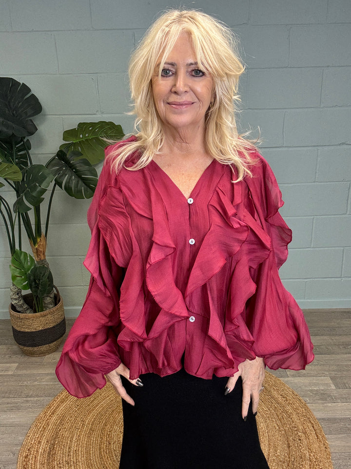 Ravenna Ruffle Top Cranberry