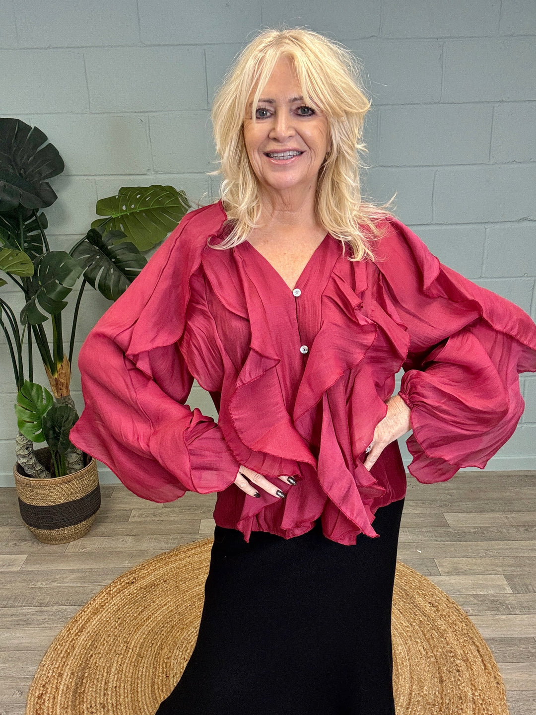 Ravenna Ruffle Top Cranberry
