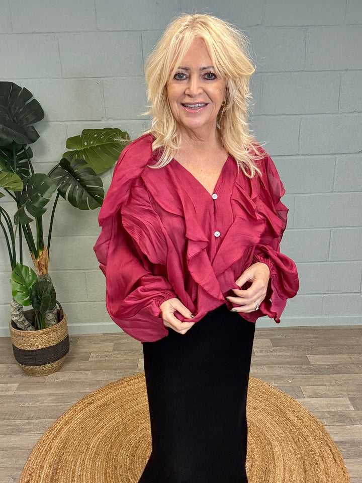 Ravenna Ruffle Top Cranberry