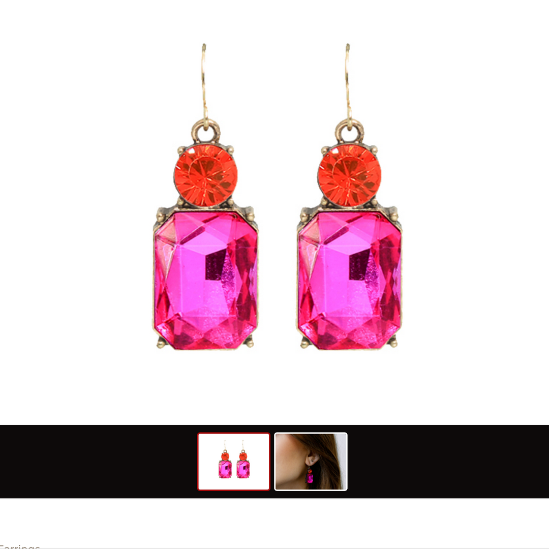 Twin Gem Earrings Pink/orange
