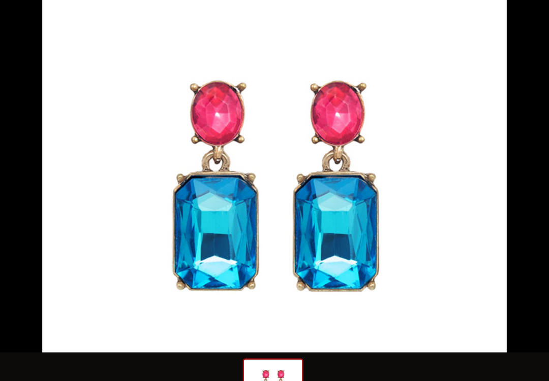 Twin Gem Earrings Azure & Rose