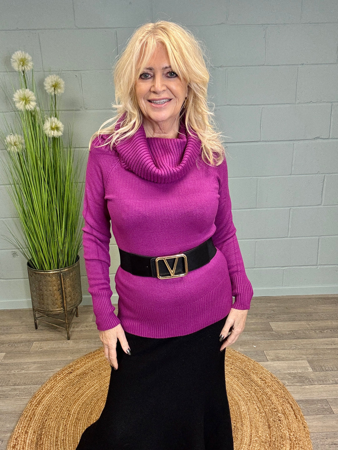 Pria Cowl Neck Jumper Magenta