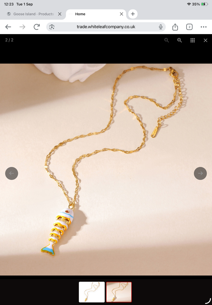 Fish Necklace White & Gold