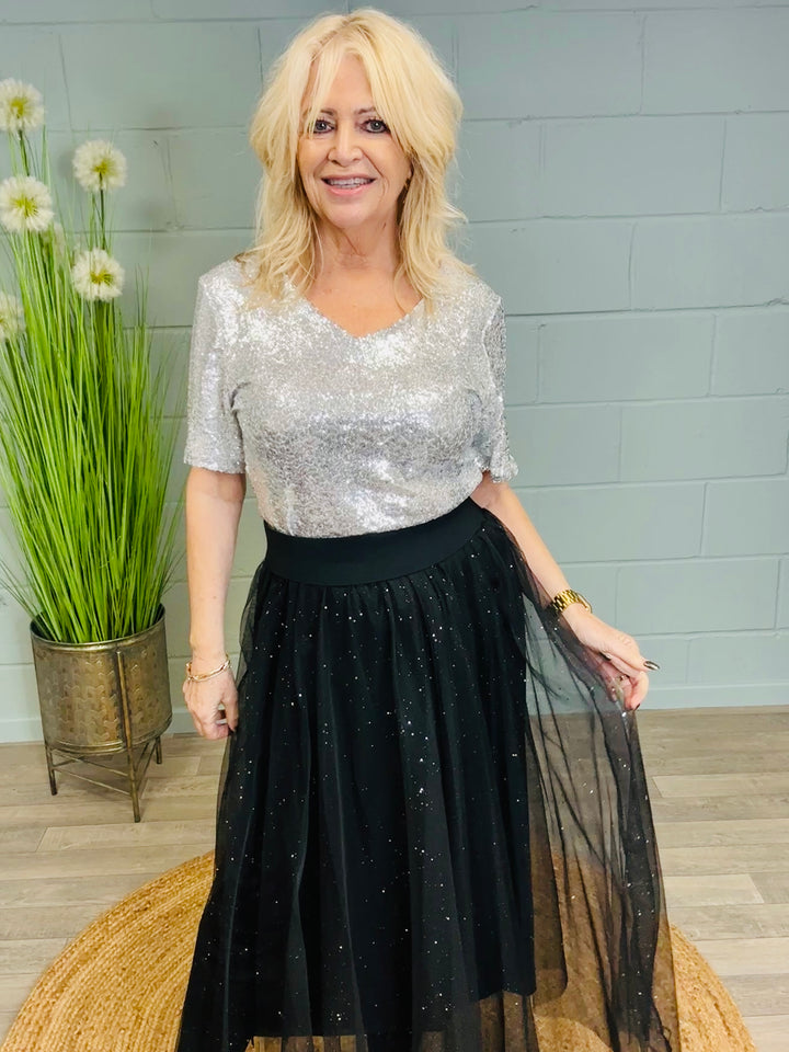 Samara Sequin Top Silver