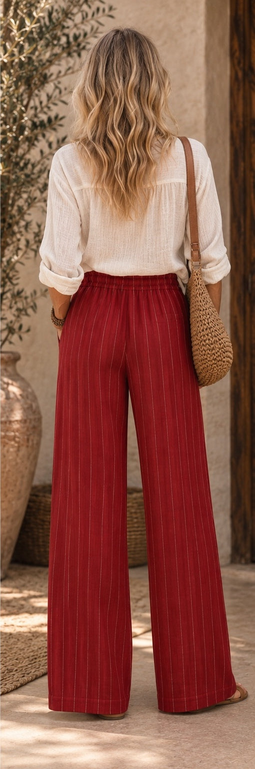 Avery Pinstripe Trousers Ruby