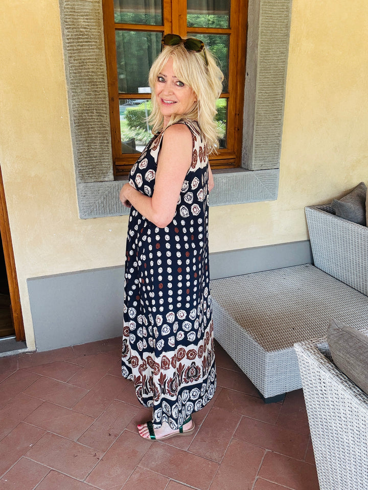 Dottie Abstract Dress Navy