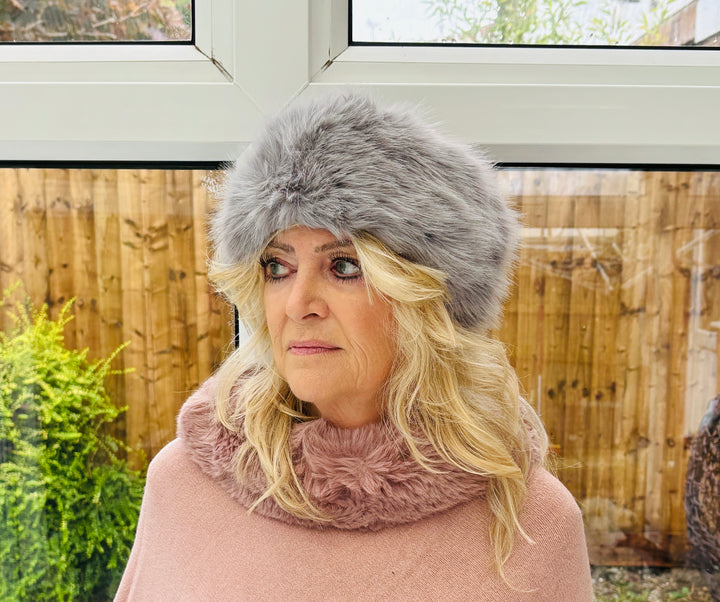 Faux Fur Headband Grey