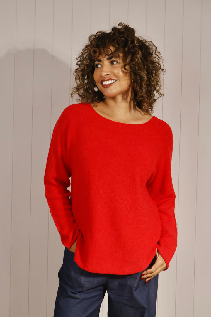 Anabelle Round Neck Jumper Red