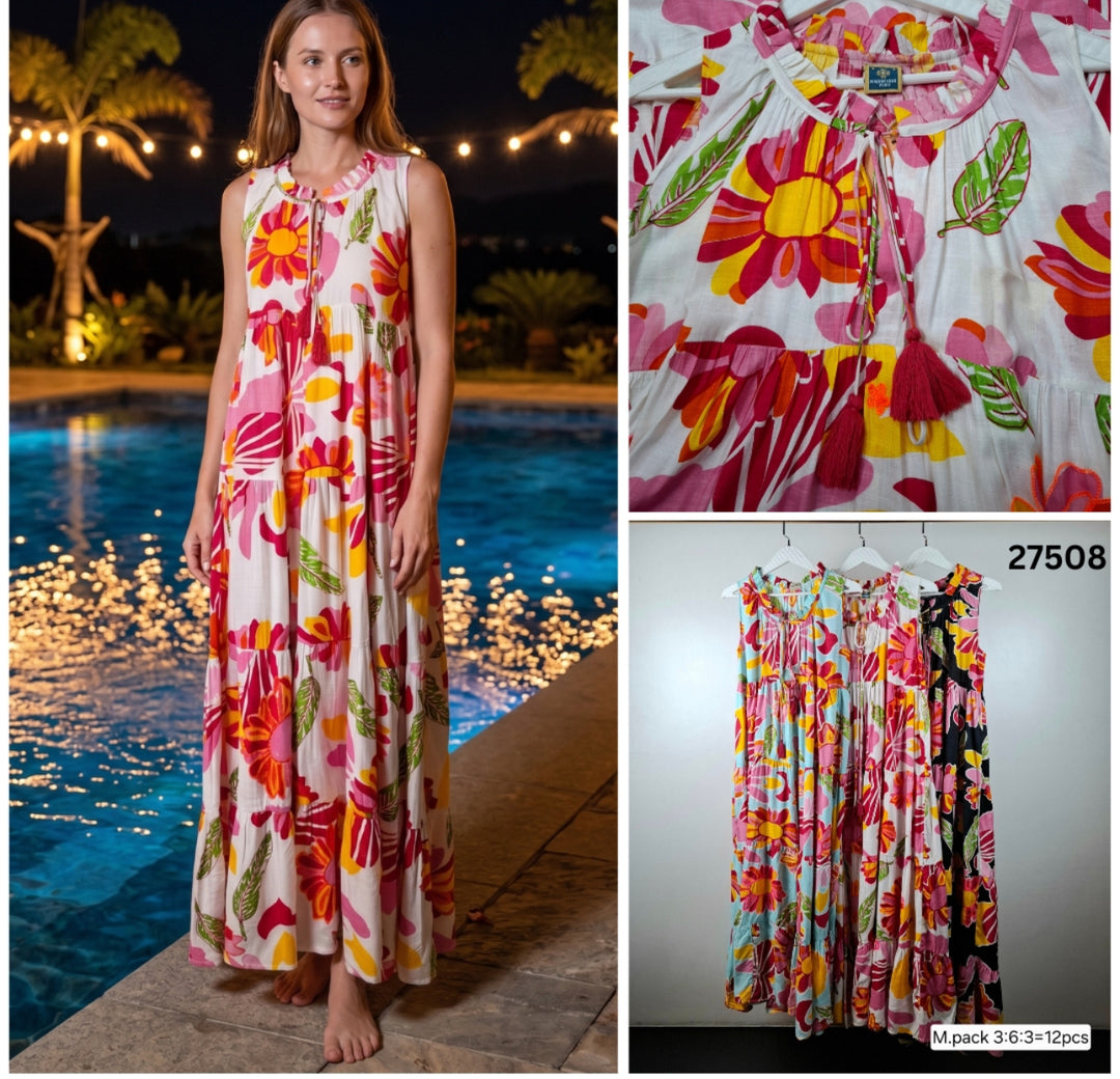 Mariposa Floral Maxi Dress White
