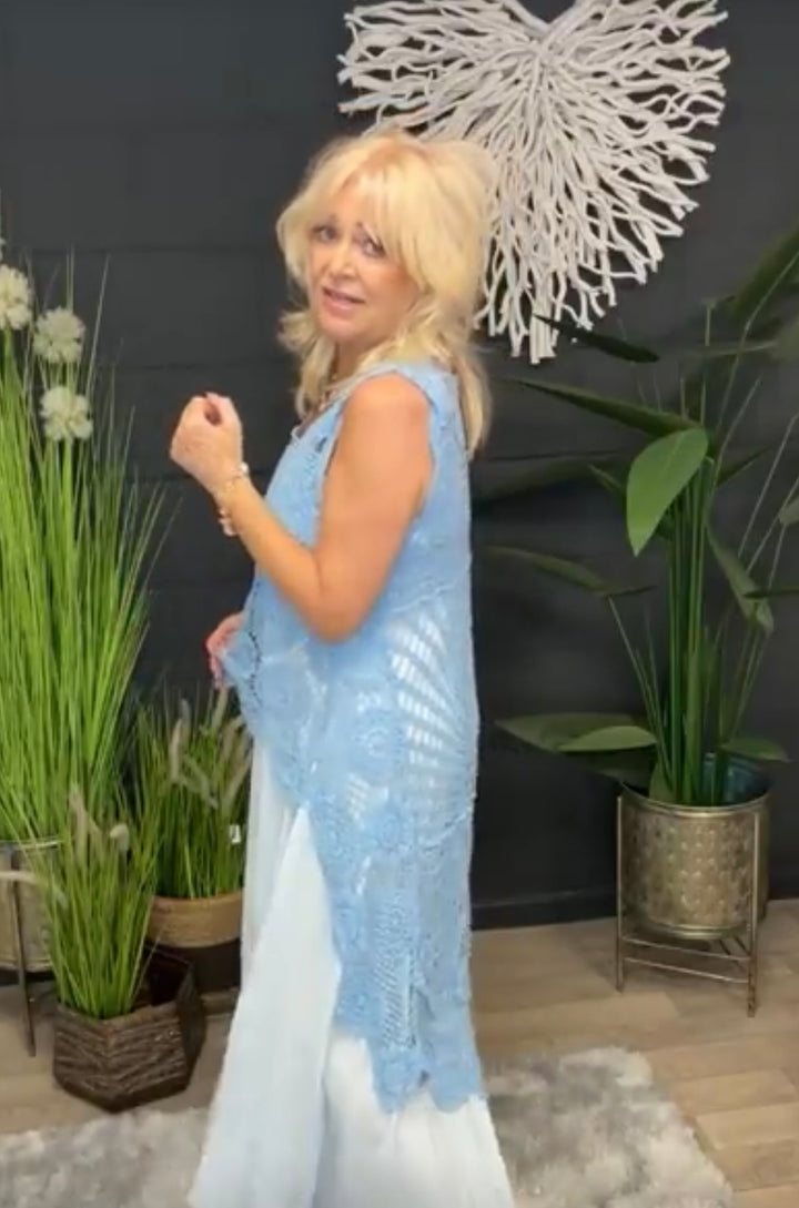 Thea Sleeveless Tunic Light Blue