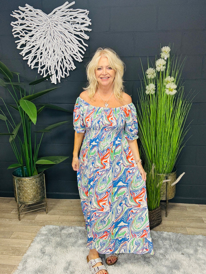 Toscana Midaxi Dress Blue Marble