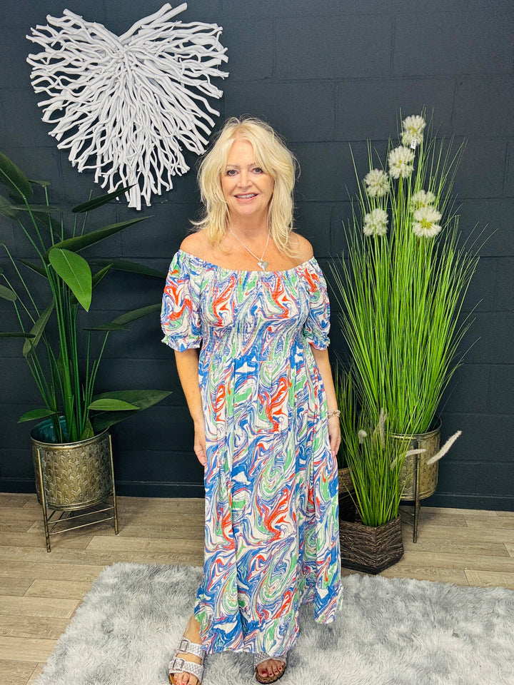 Toscana Midaxi Dress Blue Marble