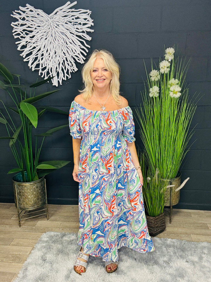 Toscana Midaxi Dress Blue Marble