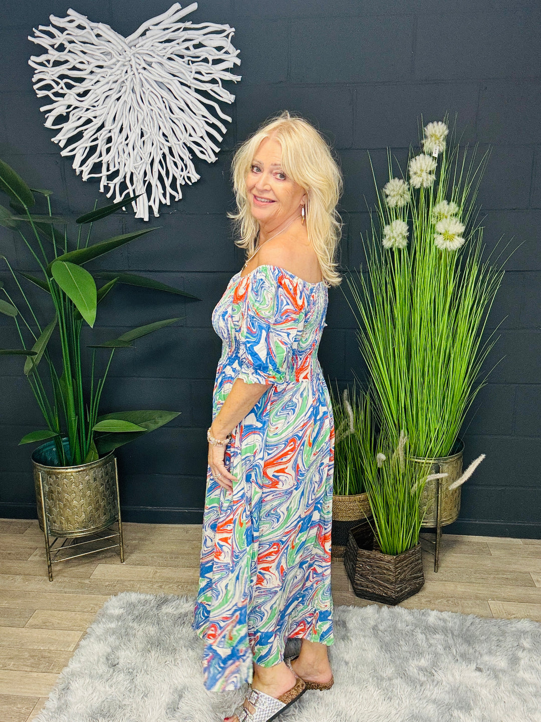 Toscana Midaxi Dress Blue Marble