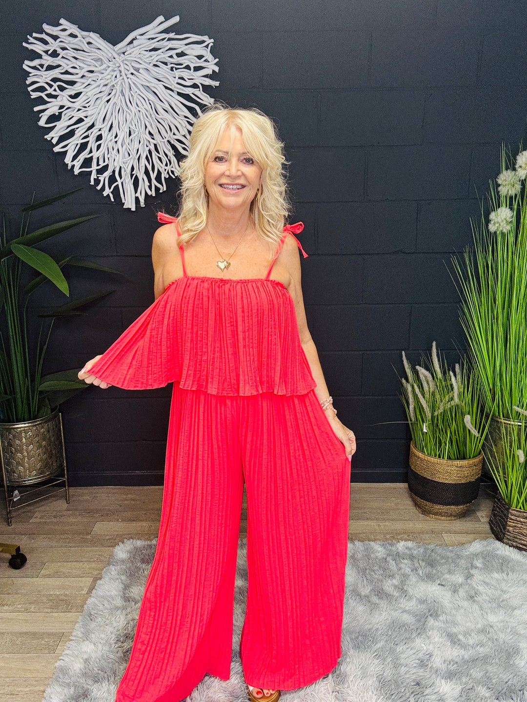 Merida Pleated Jumpsuit Coral