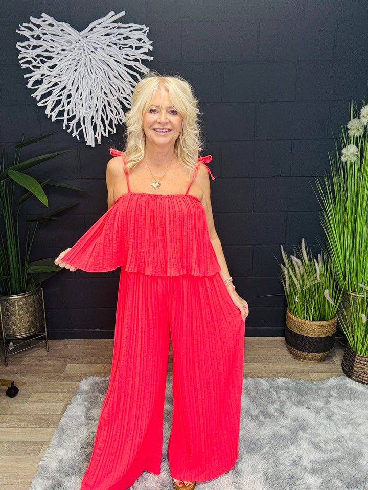 Merida Pleated Jumpsuit Coral