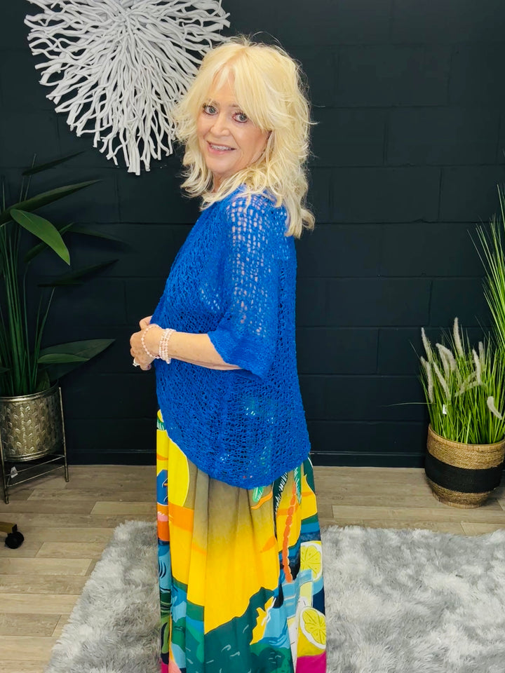 Pippa Popcorn Cardigan Royal Blue