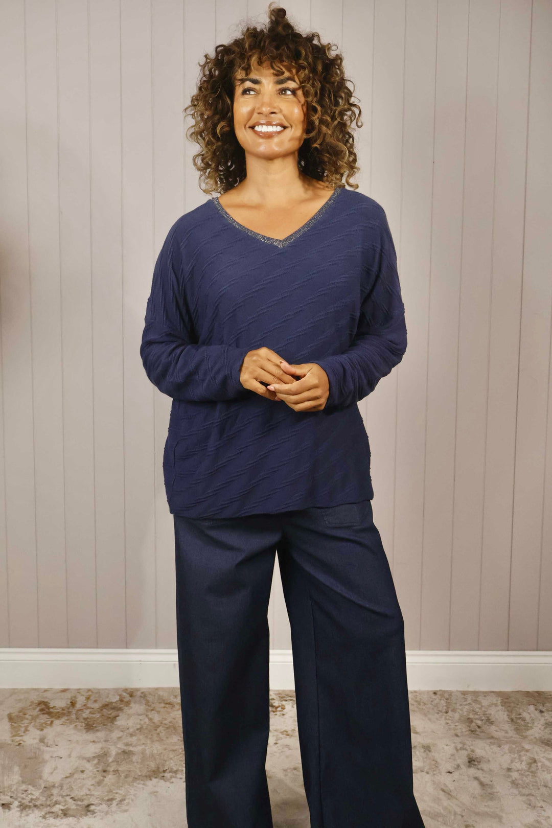 Lazio Lurex Ribbed Jumper Navy