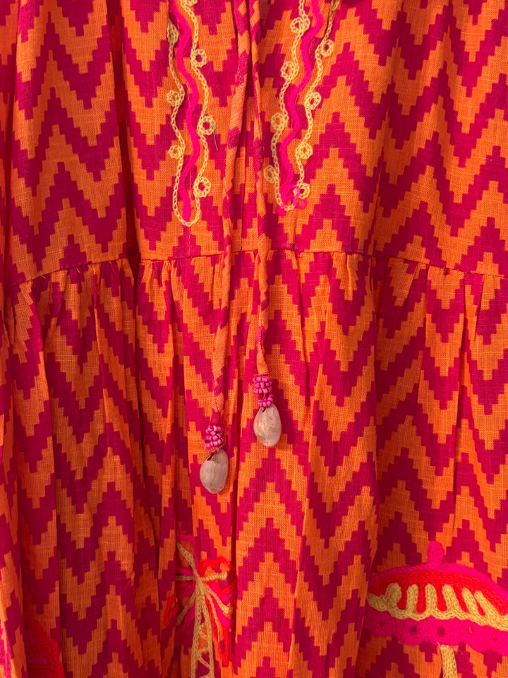 Marbella  Zig Zag Maxi Dress Tangerine