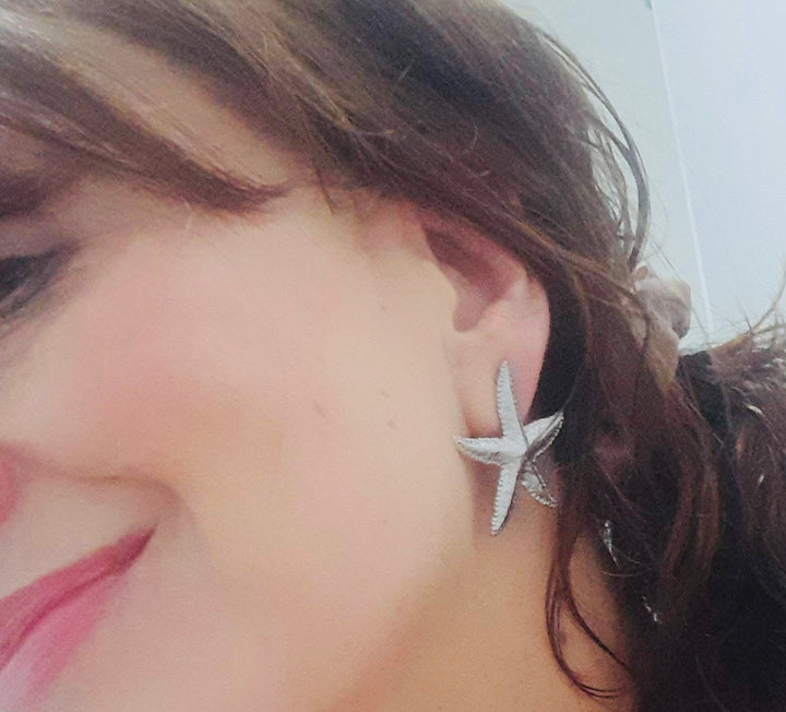Oversize Starfish Earrings Silver