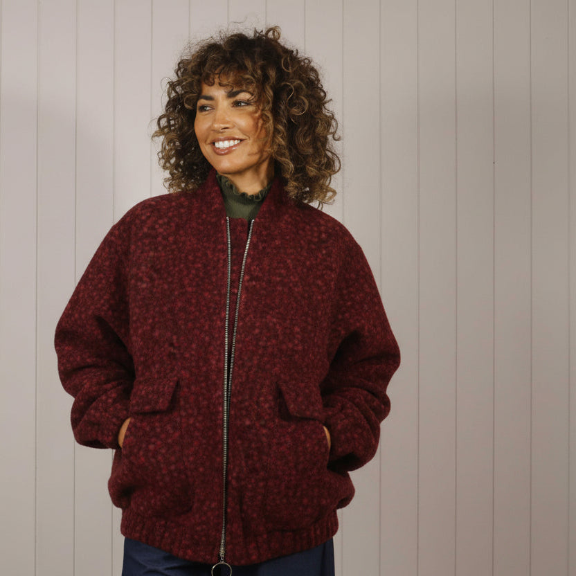 Maiori Marl Zip Jacket Wine