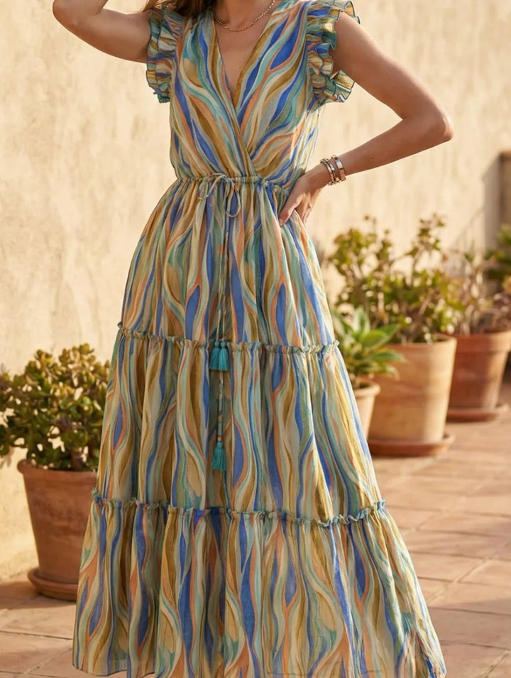 Ocean Wave Maxi Dress Blue