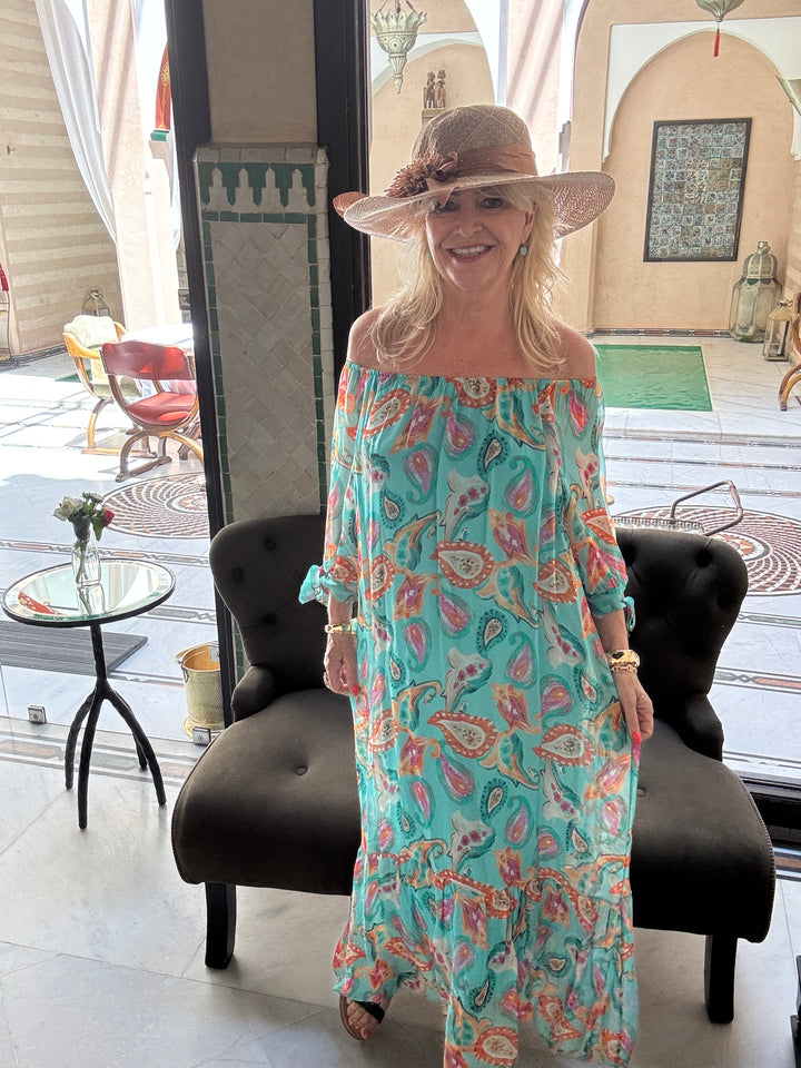Oasis Silk Maxi Dress Turquoise