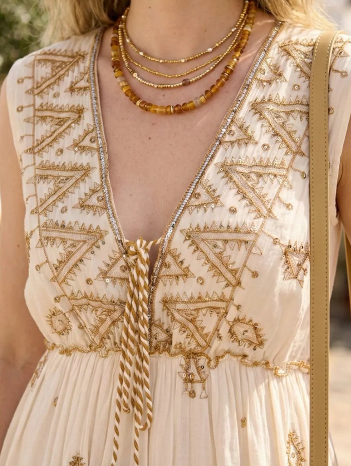 Aurora Sparkle Maxi Dress Latte