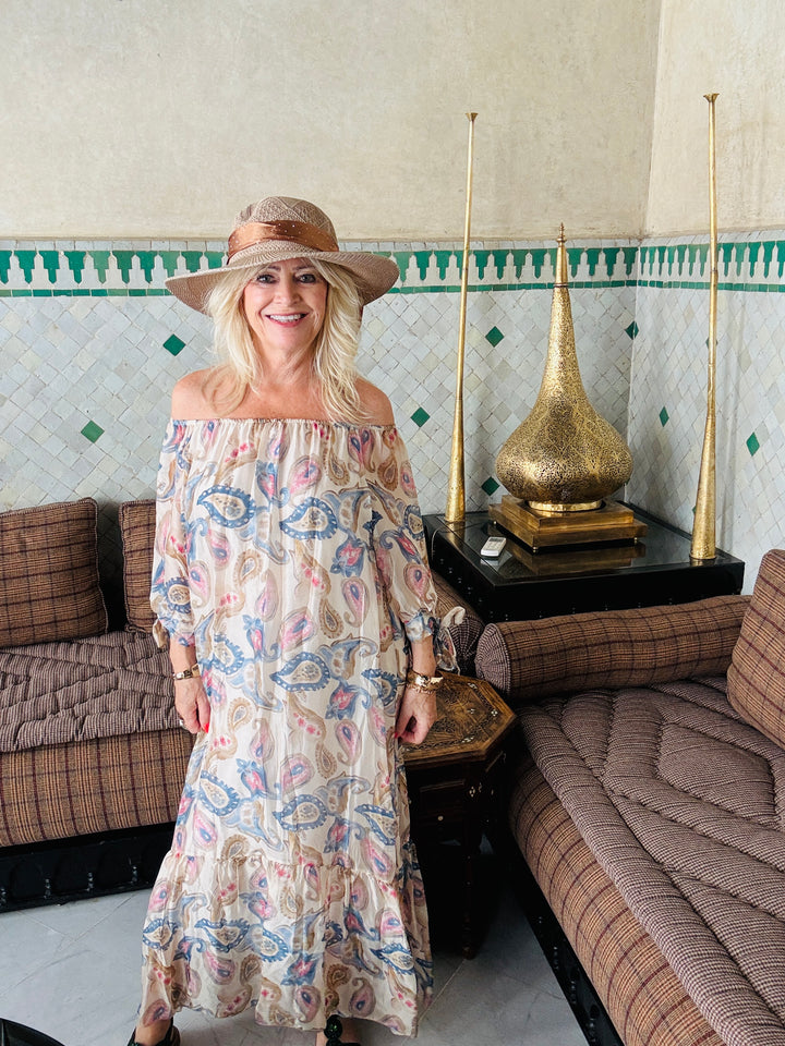 Oasis Silk Maxi Dress Beige