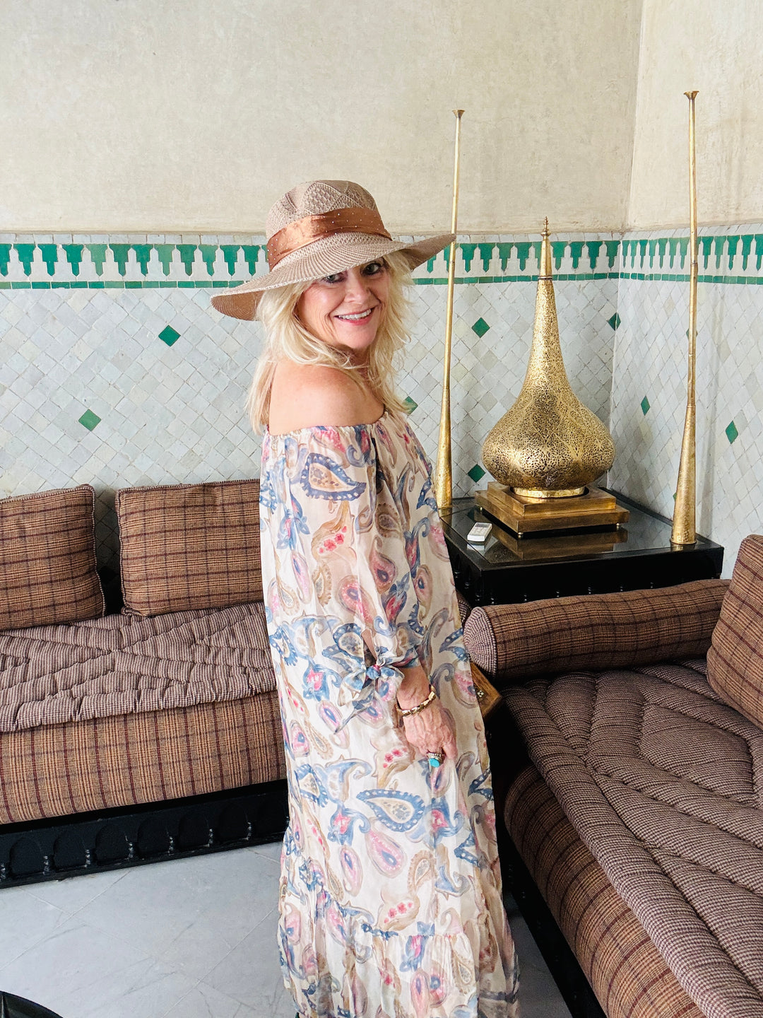 Oasis Silk Maxi Dress Beige