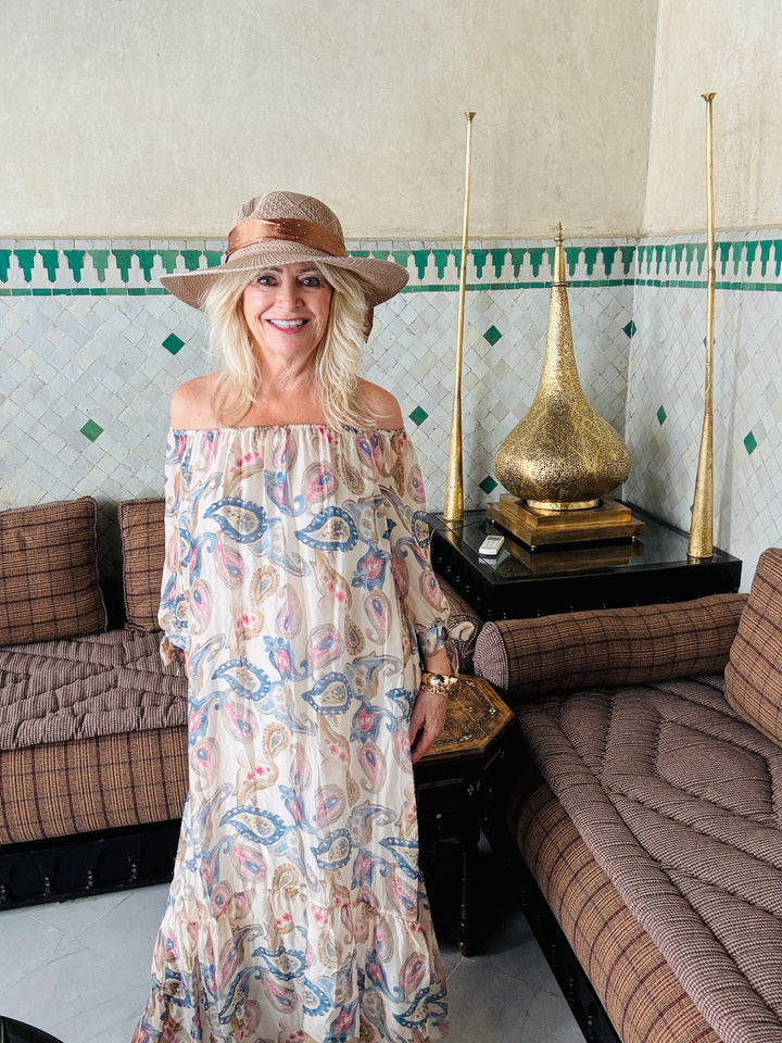 Oasis Silk Maxi Dress Beige