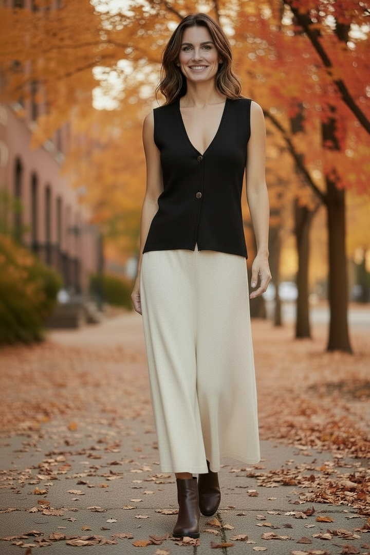 Gina Gold Button Waistcoat Black