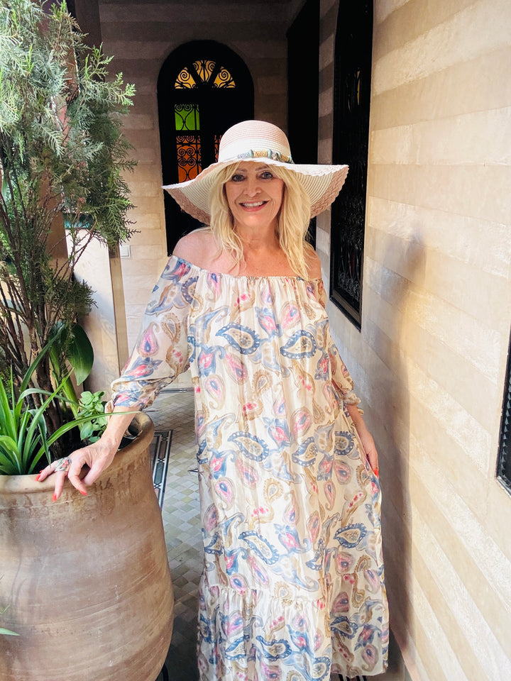 Oasis Silk Maxi Dress Beige