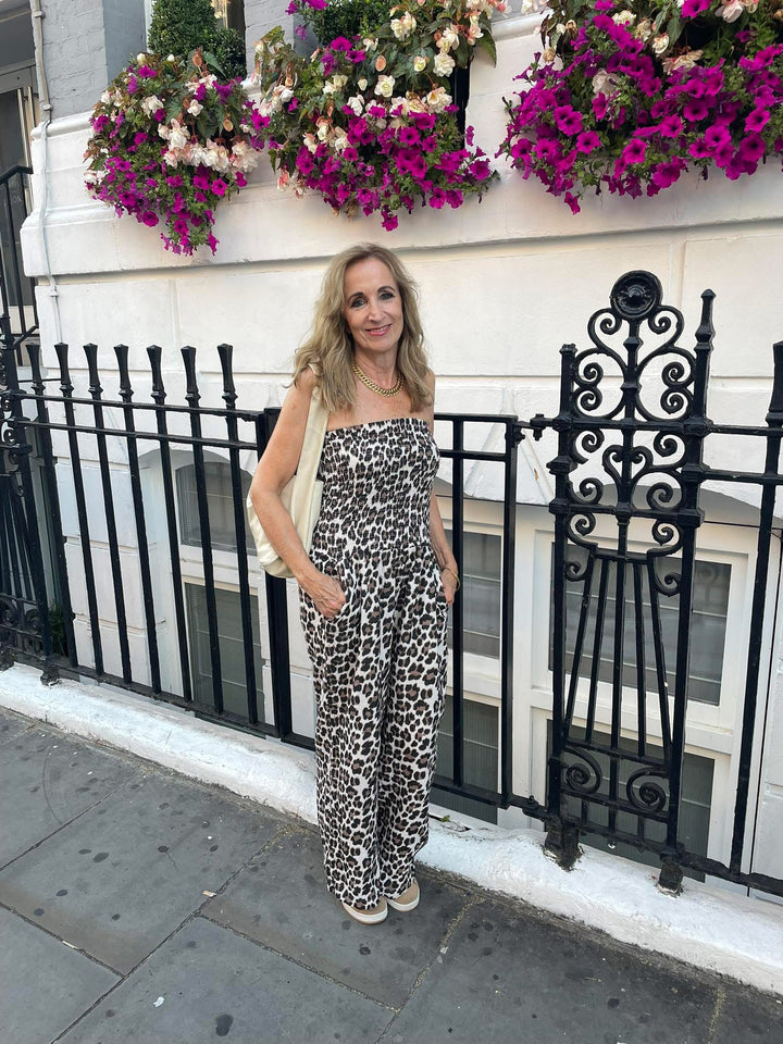 Power Leopard Jumpsuit Beige