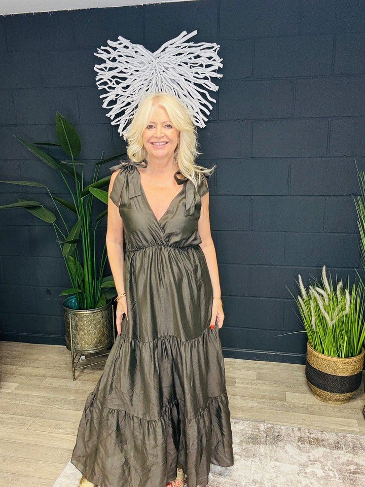 Emilia Luxe Tiered Dress Charcoal