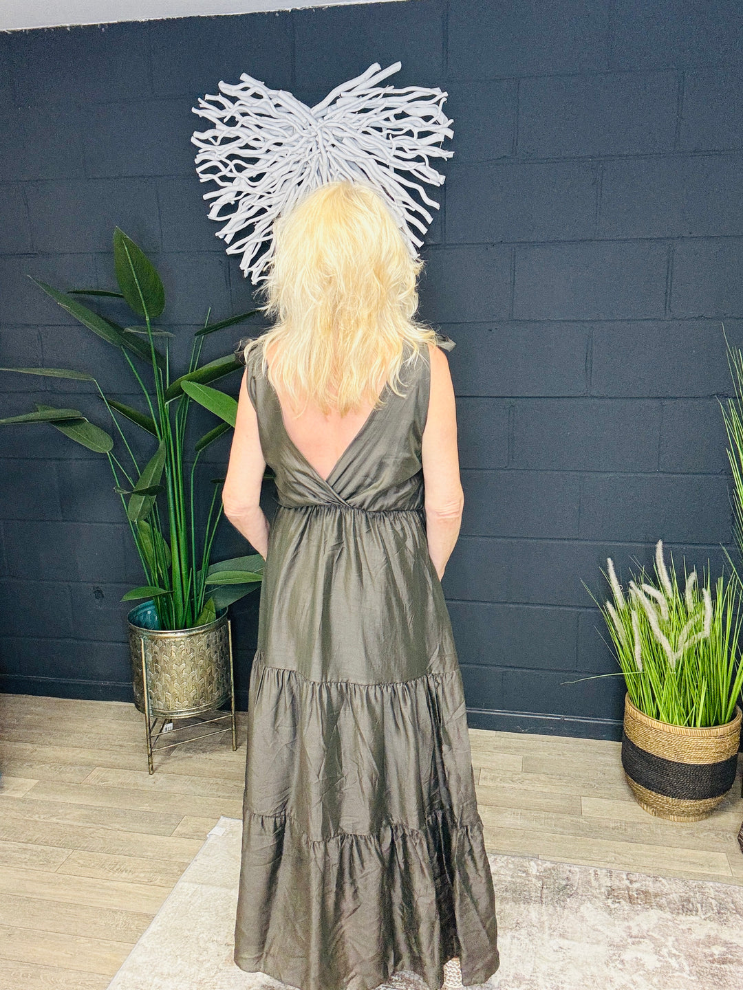 Emilia Luxe Tiered Dress Charcoal