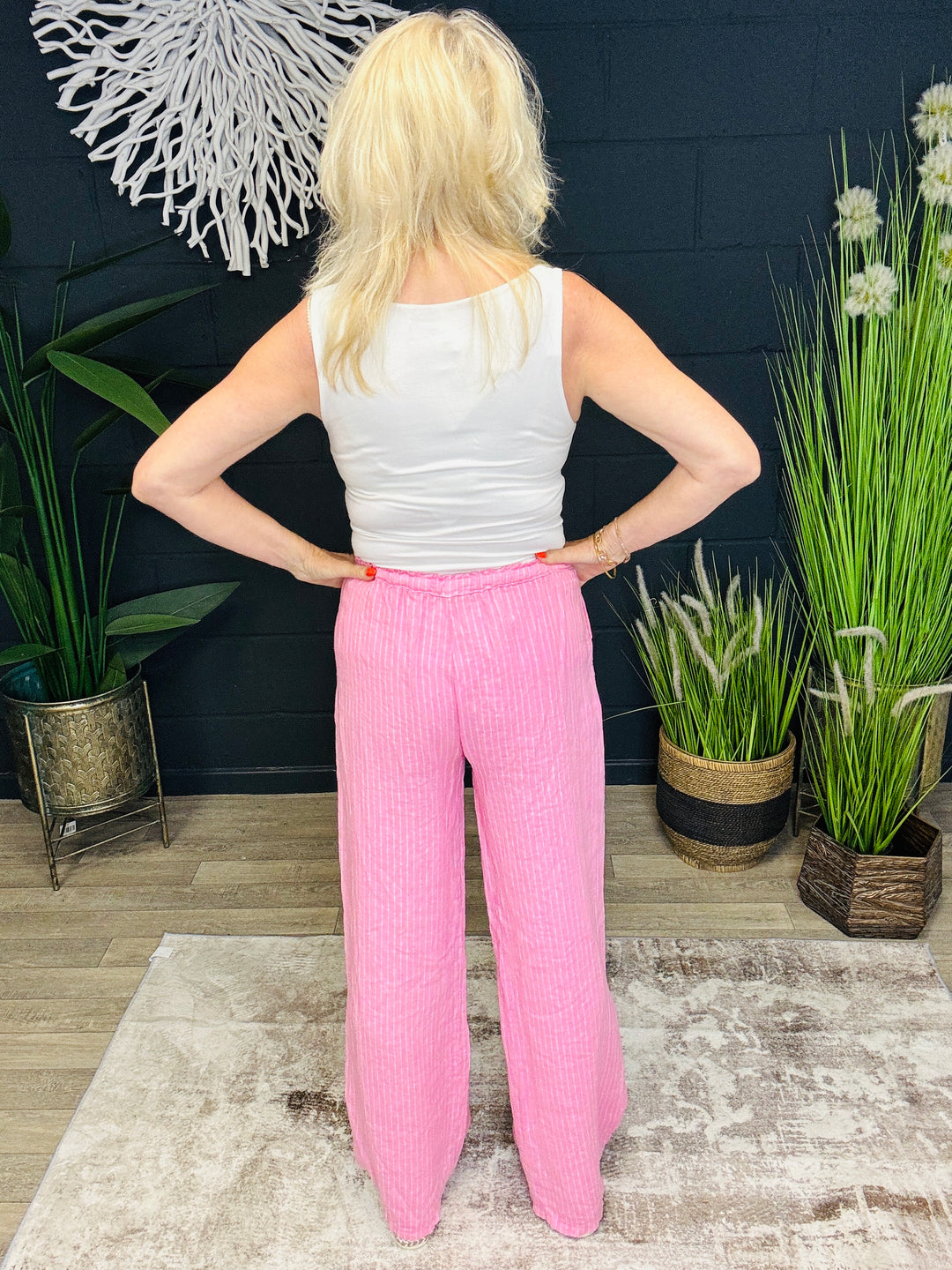 Shiloh Stripe Linen Trousers Pink