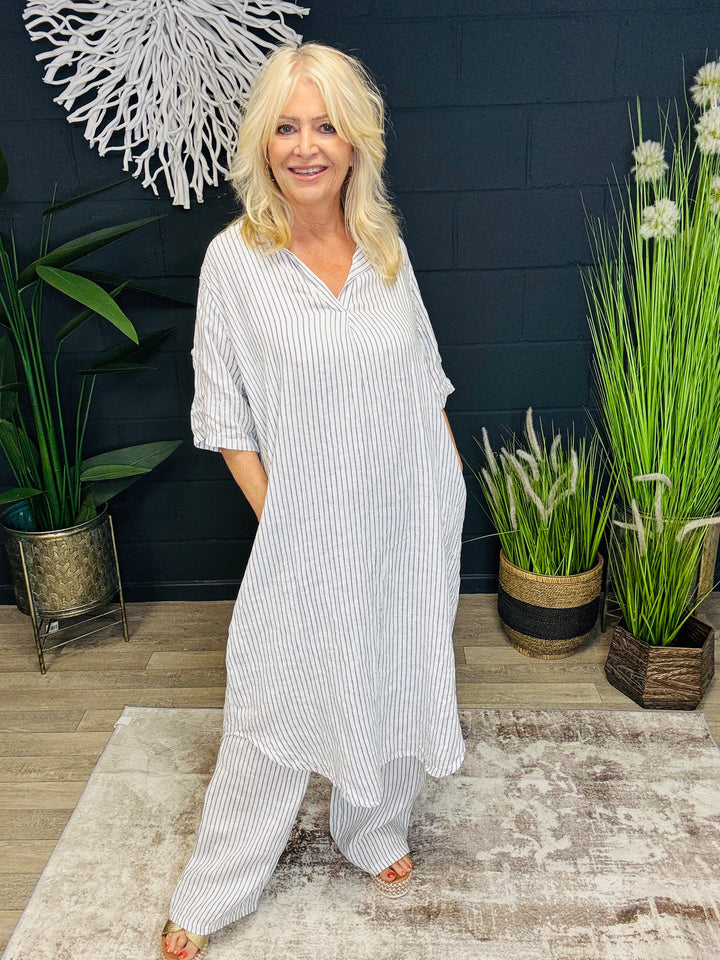Lennox Linen Dress White