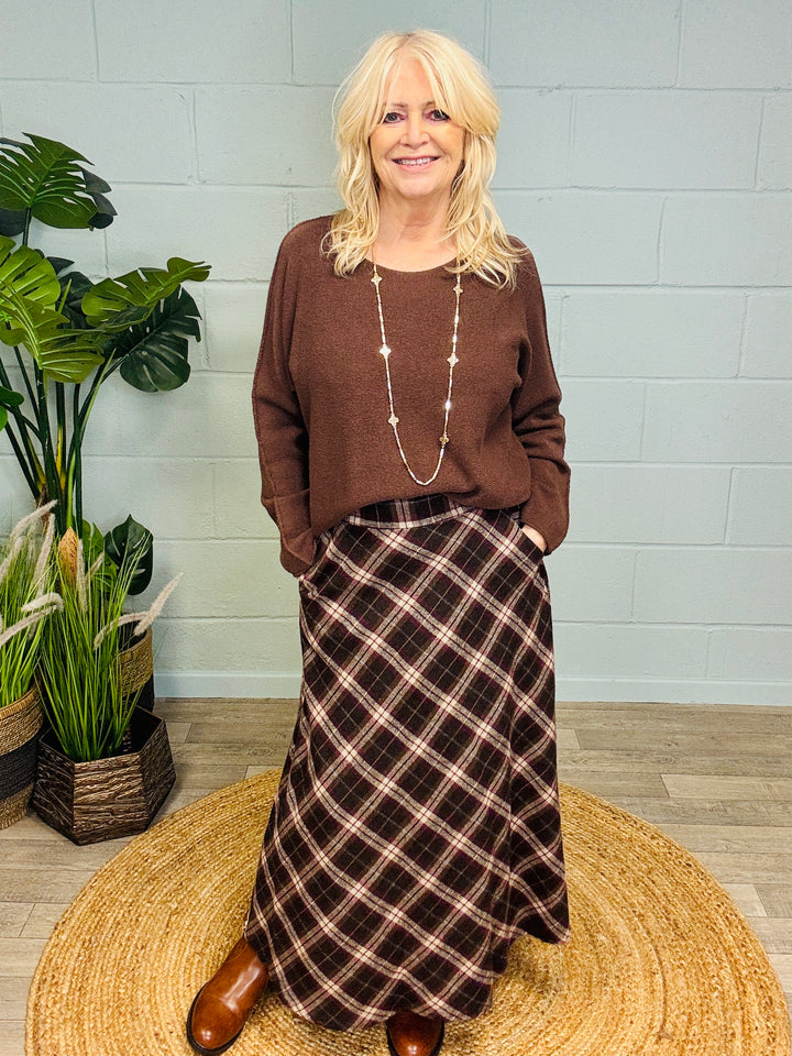 Heritage Pocket Skirt Chocolate/Plum