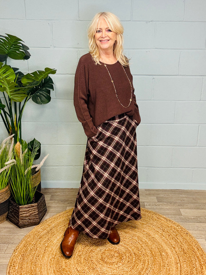 Heritage Pocket Skirt Chocolate/Plum