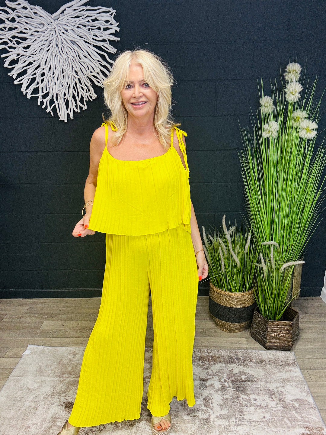 Merida Pleated Jumpsuit Ochre