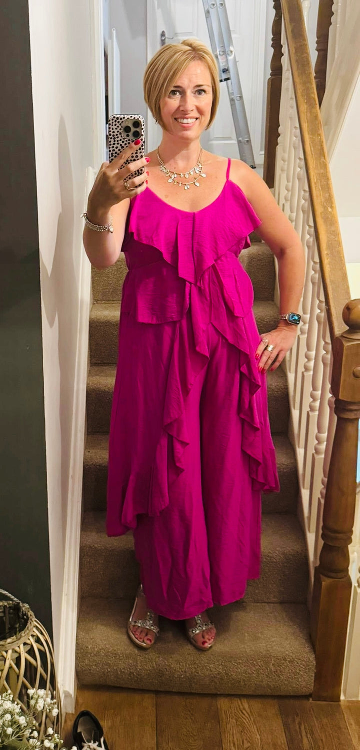 Ruffle Co-Ord Set Magenta