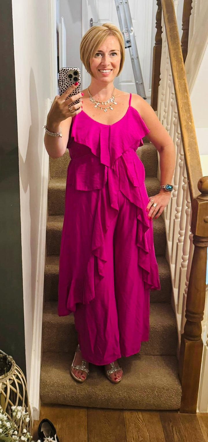 Ruffle Co-Ord Set Magenta