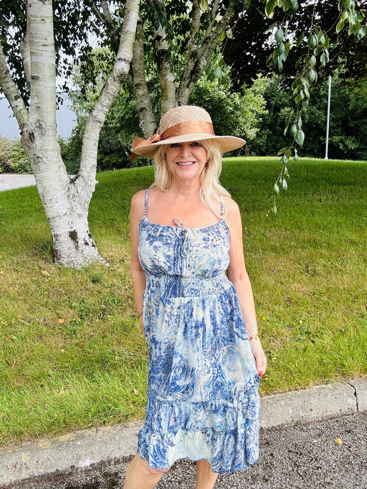 Niki Short Dress Paisley Blue