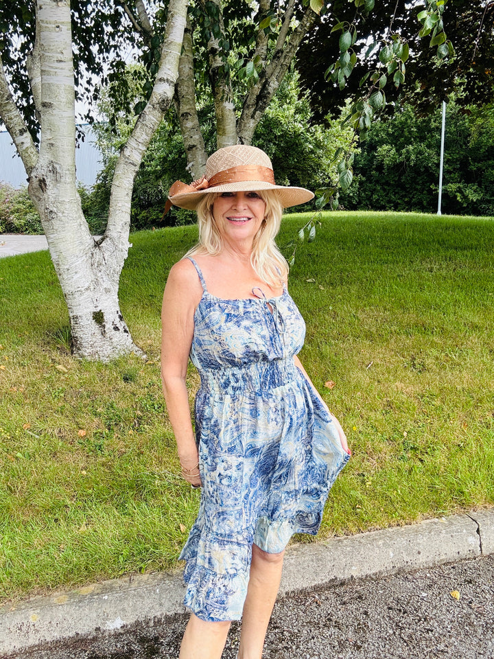 Niki Short Dress Paisley Blue